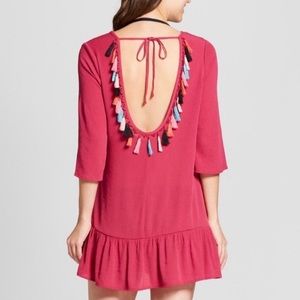Xhilaration swim coverup dress fringe back detail Size Large